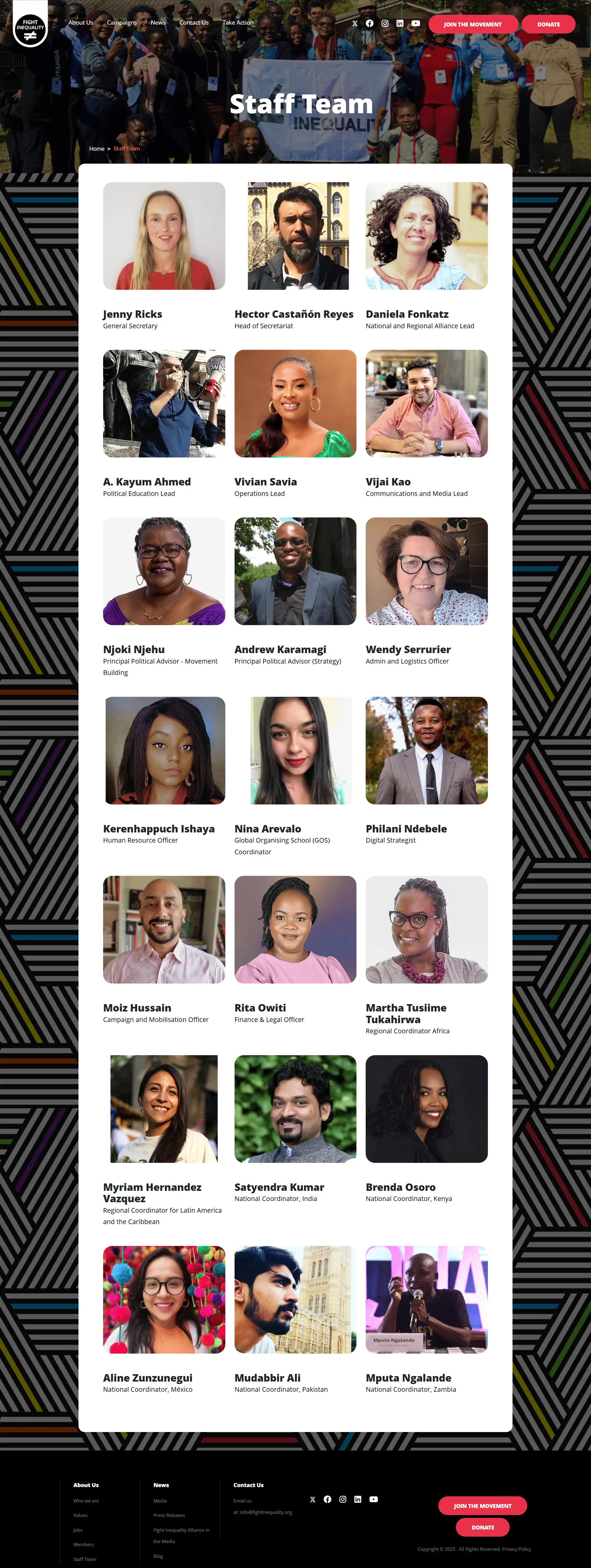 The team behind Fight Inequality Alliance