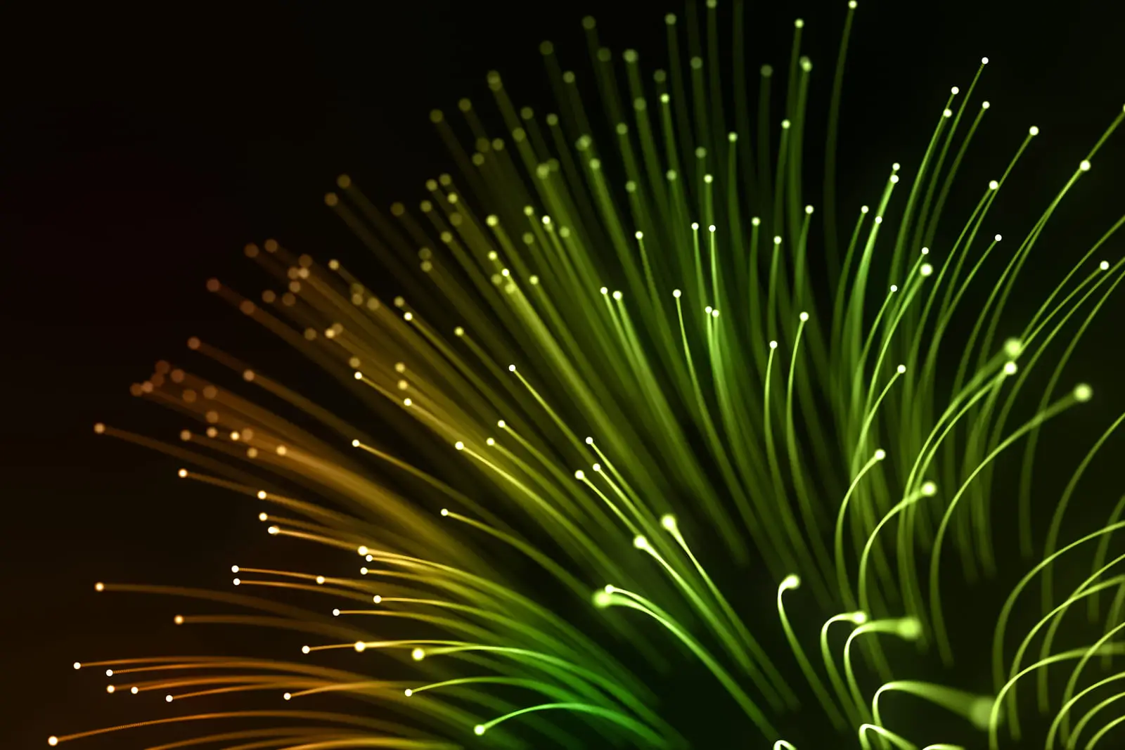 Fibre optic cables glowing in the dark