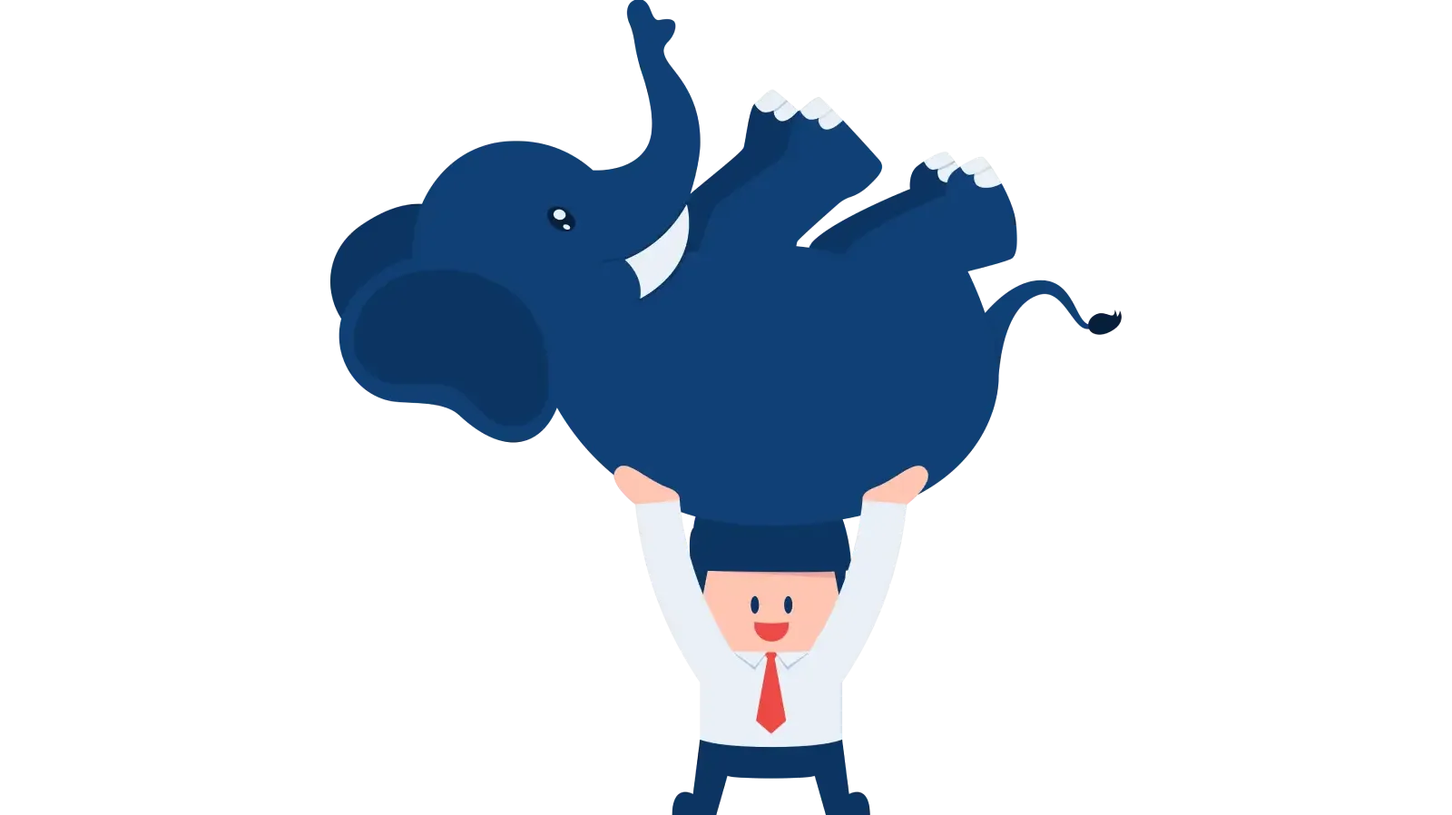 A businessman lifting an elephant : showcases superpowers for business owners, CEOs and CTOs