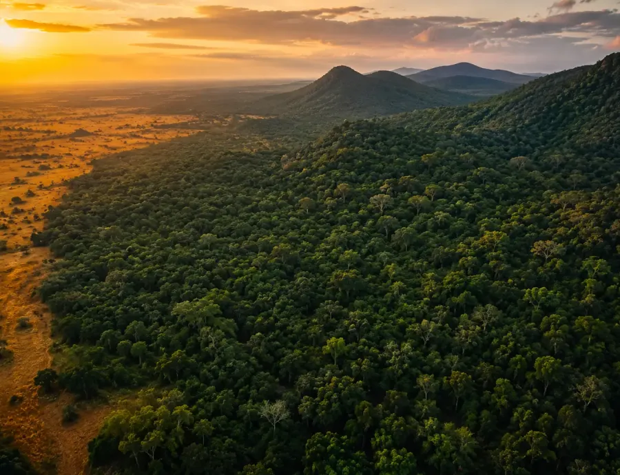 Conservation technology website for Chyulu Hills REDD+ carbon project showing 3D Google Maps integration and geographic data visualization for multiple conservation areas